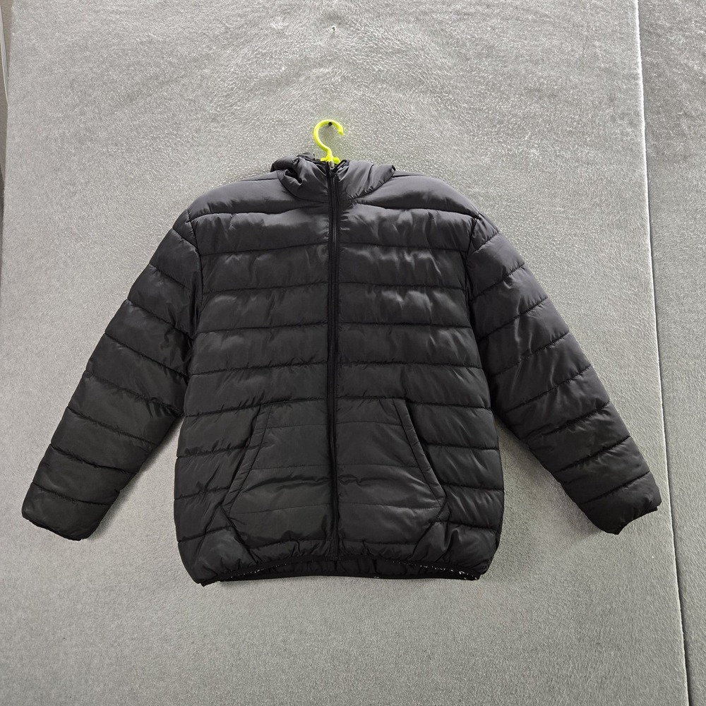 New Balance Men Jacket L Black Puffer Activewear Zipper Long Sleeve Hooded